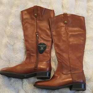 INC International Concepts Brown Leather Knee-High Riding Boots